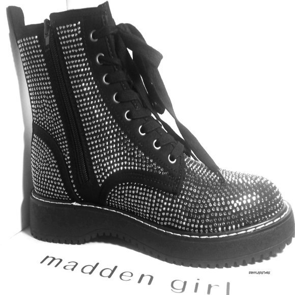 Madden Girl Shoes Madden Girl Kurrt Laceup Rhinestone Stud Boots 8